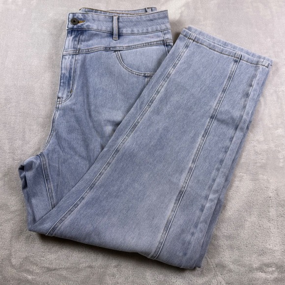 HALARA Denim - Halara Womens XL Light Wash High Waisted Straight Leg Seamed Front Denim Jeans
